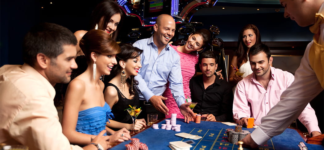 A group playing roulette.