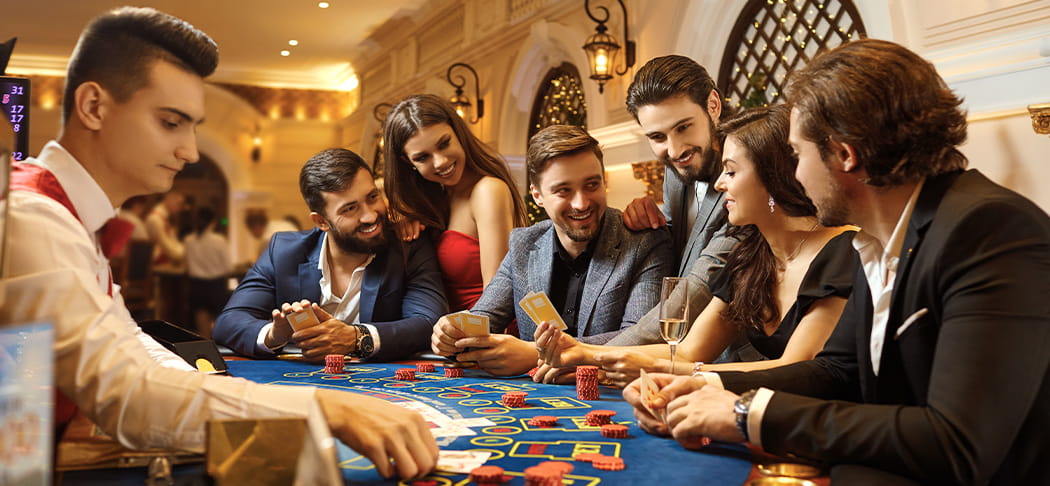 Friends playing blackjack.