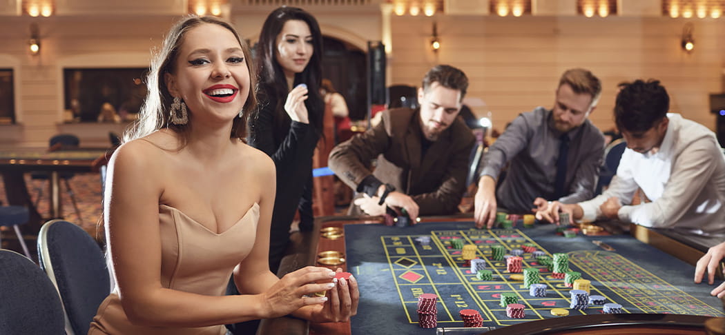 A woman plays roulette.