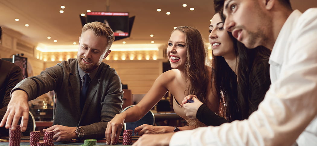 People playing cards.